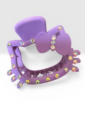 Purple Rhinestone Bow Kids Hair Claw Clip